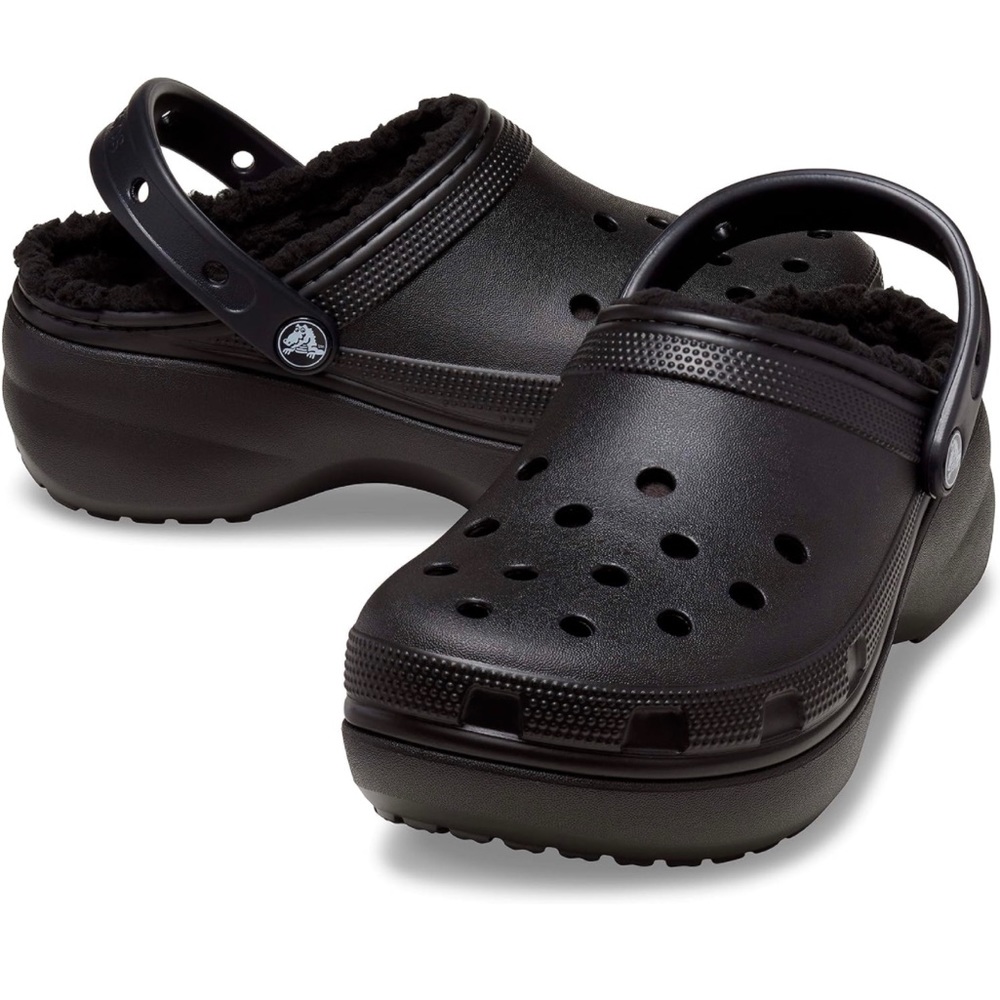 Brand new fuzzy platform crocs women’s size 8 black